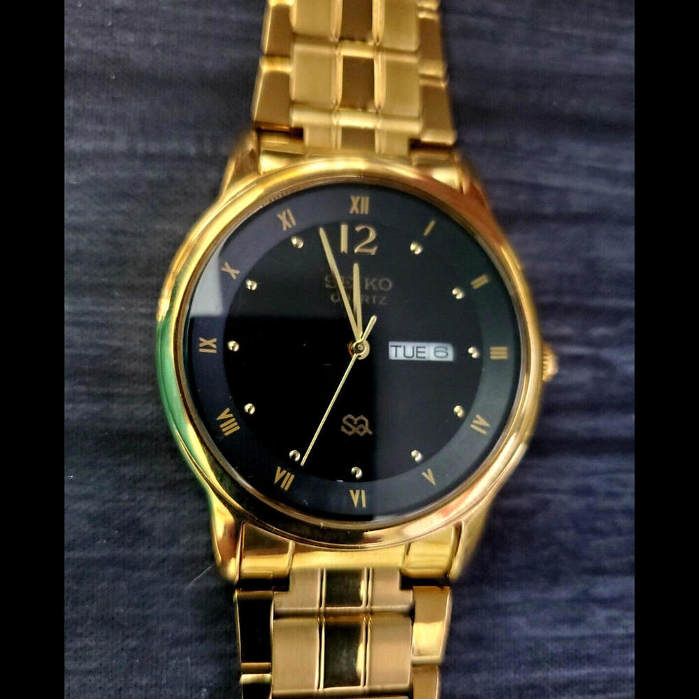 SQ23 Gold Black‎ Dial New Miyota Mvt & Batt Men's 41mm Watch - Picture 6 of 12